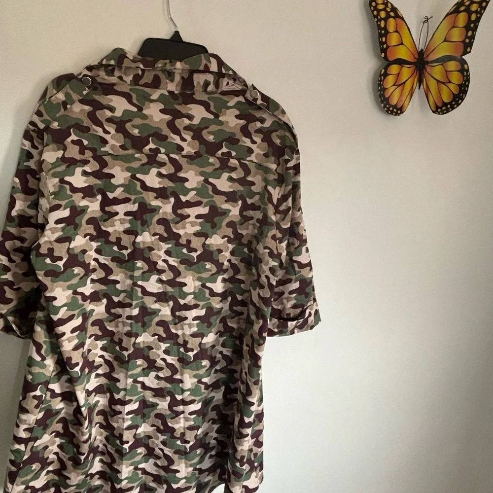 Zara Men's Green Camouflage Button Down Shirt - Picture 3 of 6